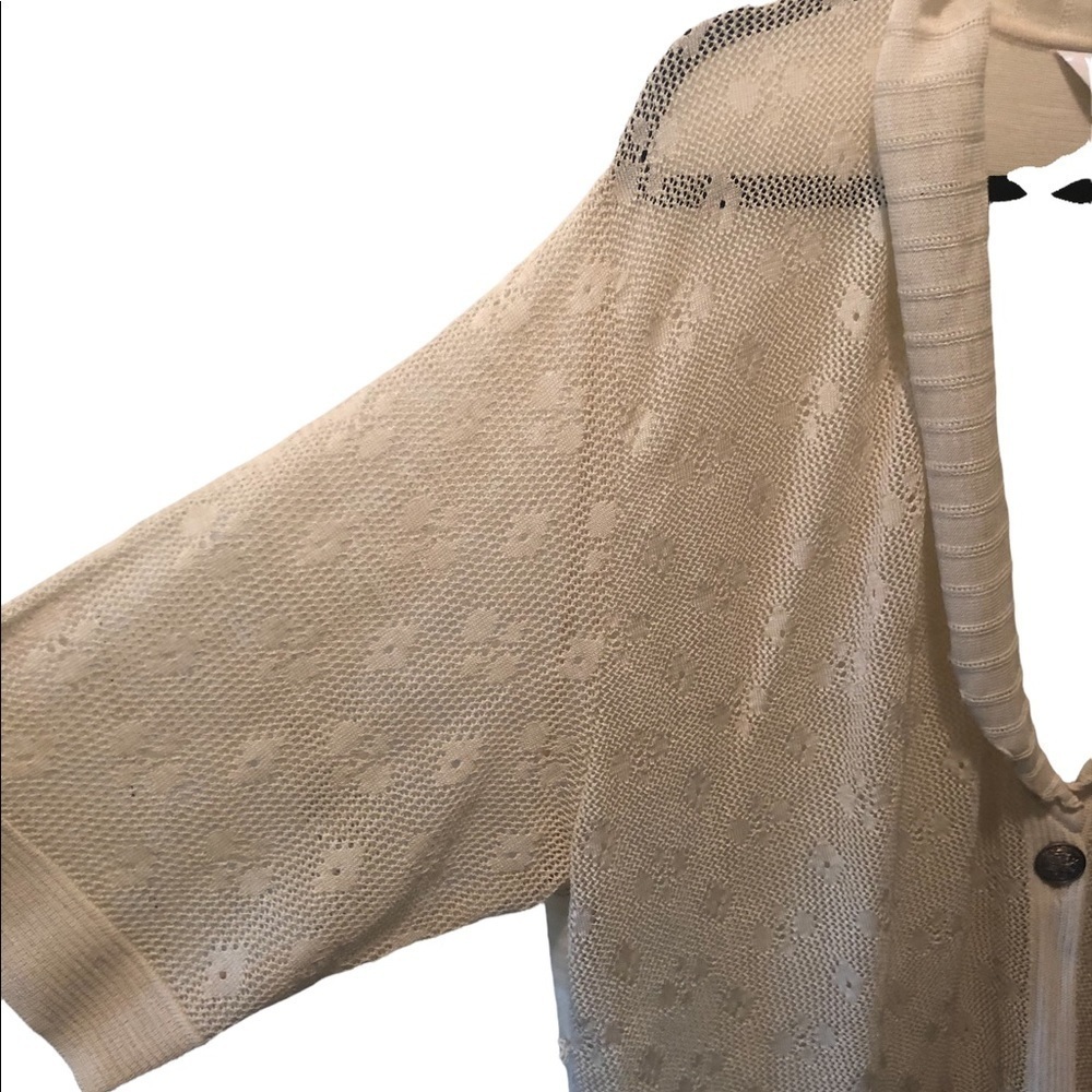 Exclusively Misook Ivory Crochet One Button Knit Cardigan Sweater 2X Grandmacore - Picture 6 of 6